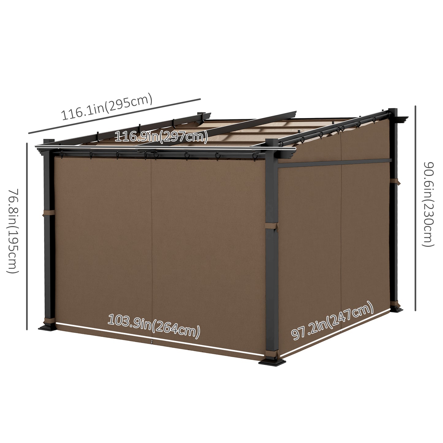 Outsunny Metal Pergola with Sliding Roof Canopy, Retractable Pergola Canopy, 10' x 10', Dark Grey
