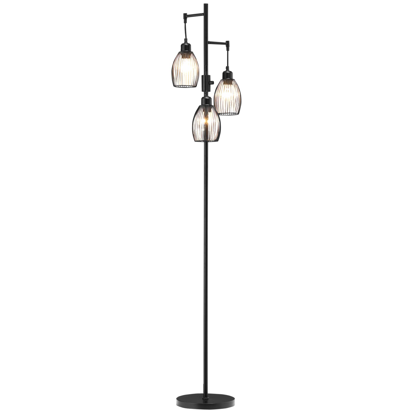 HOMCOM Arc Tree Floor Lamp with 5 Adjustable Rotating Lights, Modern Standing Gooseneck Reading Light for Living Room Bedroom Office, Satin Nickel