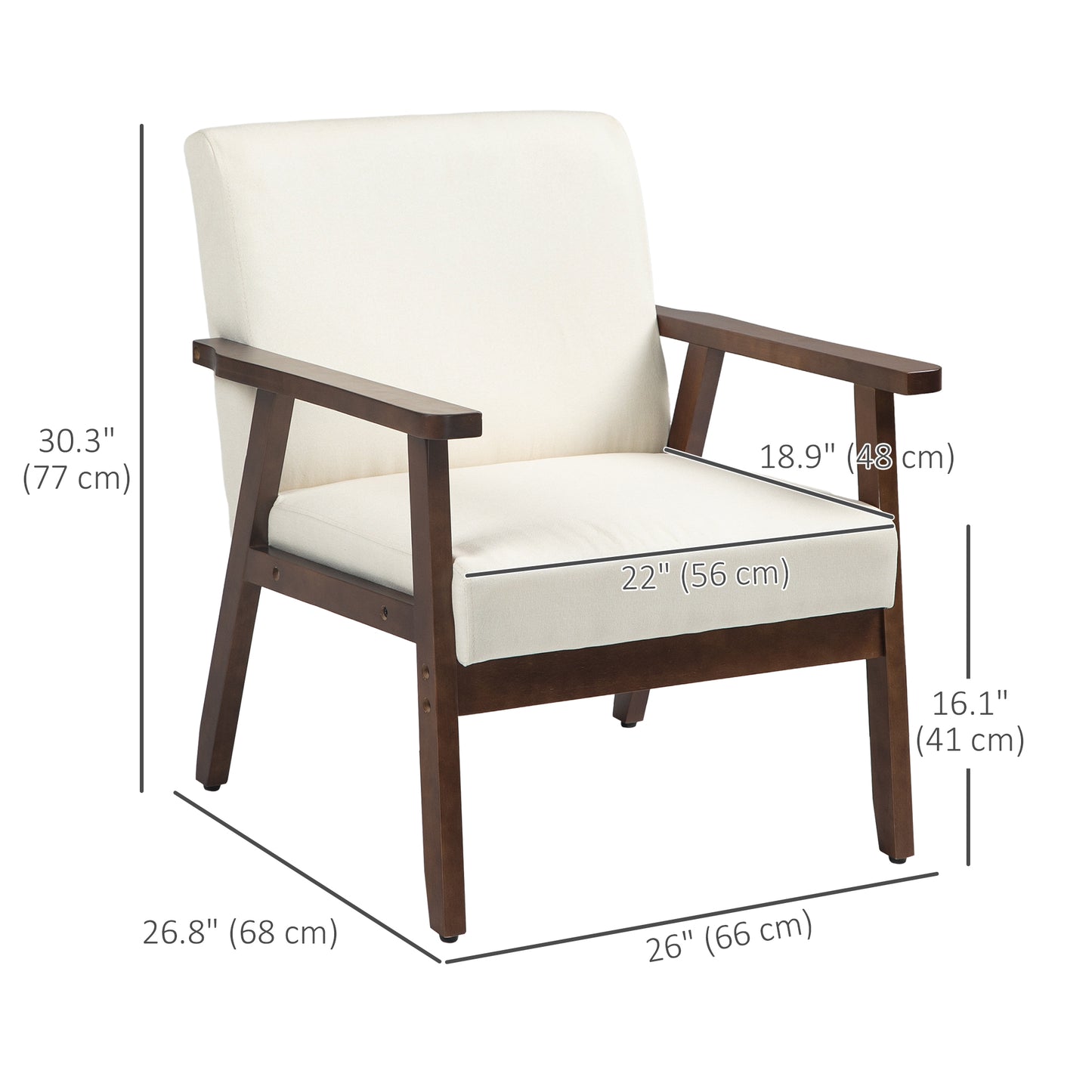 HOMCOM Modern Accent Chairs with Cushioned Seat, Upholstered Linen-Feel Armchair for Bedroom, Living Room, Dark Gray