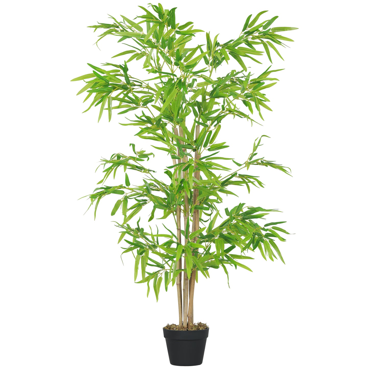 Outsunny Artificial Bamboo Tree, 4ft Fake Tree with Realistic Leaf and Natural Trunk, Decorative Plant in Nursery