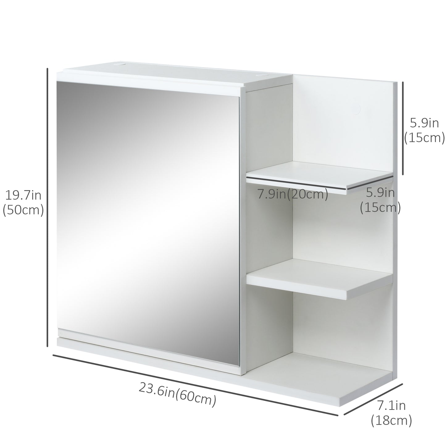 kleankin Medicine Cabinet with Mirror, Wall Mounted Bathroom Mirror Cabinet, Bathroom Wall Cabinet with 3 Open Shelves, Natural