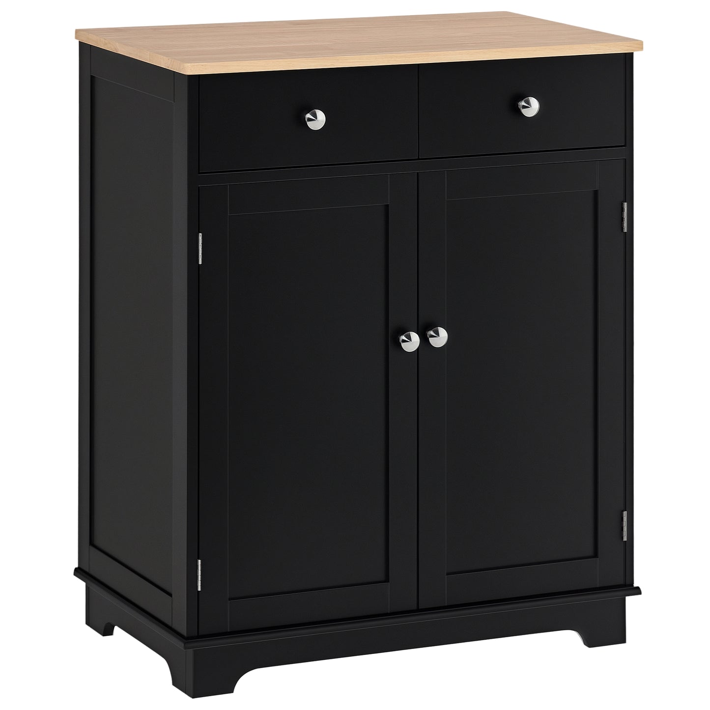 HOMCOM Sideboard Buffet Cabinet with Storage, 27" Kitchen Cabinet with Adjustable Shelf, 2 Drawers and 2 Doors, Coffee Bar Cabinet with Rubberwood Tabletop, White