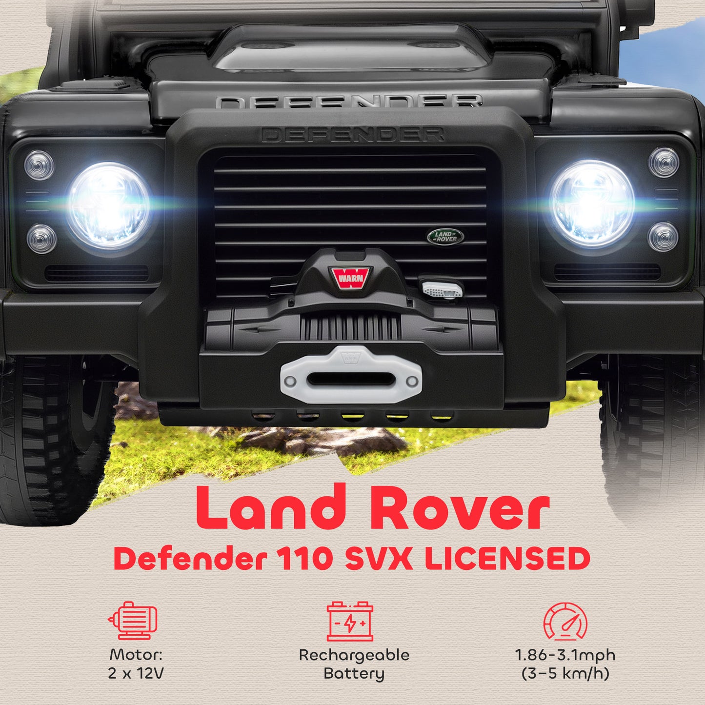 Qaba Land Rover Licensed Kids Ride on Truck with Remote Control, Spring Suspension, LED Lights, 3 Speed, Dark Green
