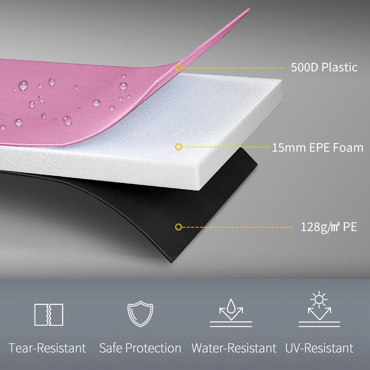 Soozier 12FT Trampoline Spring Cover, Trampoline Pad Replacement, Waterproof and Tear-Resistant, All-Weather Trampoline Accessories, Pink