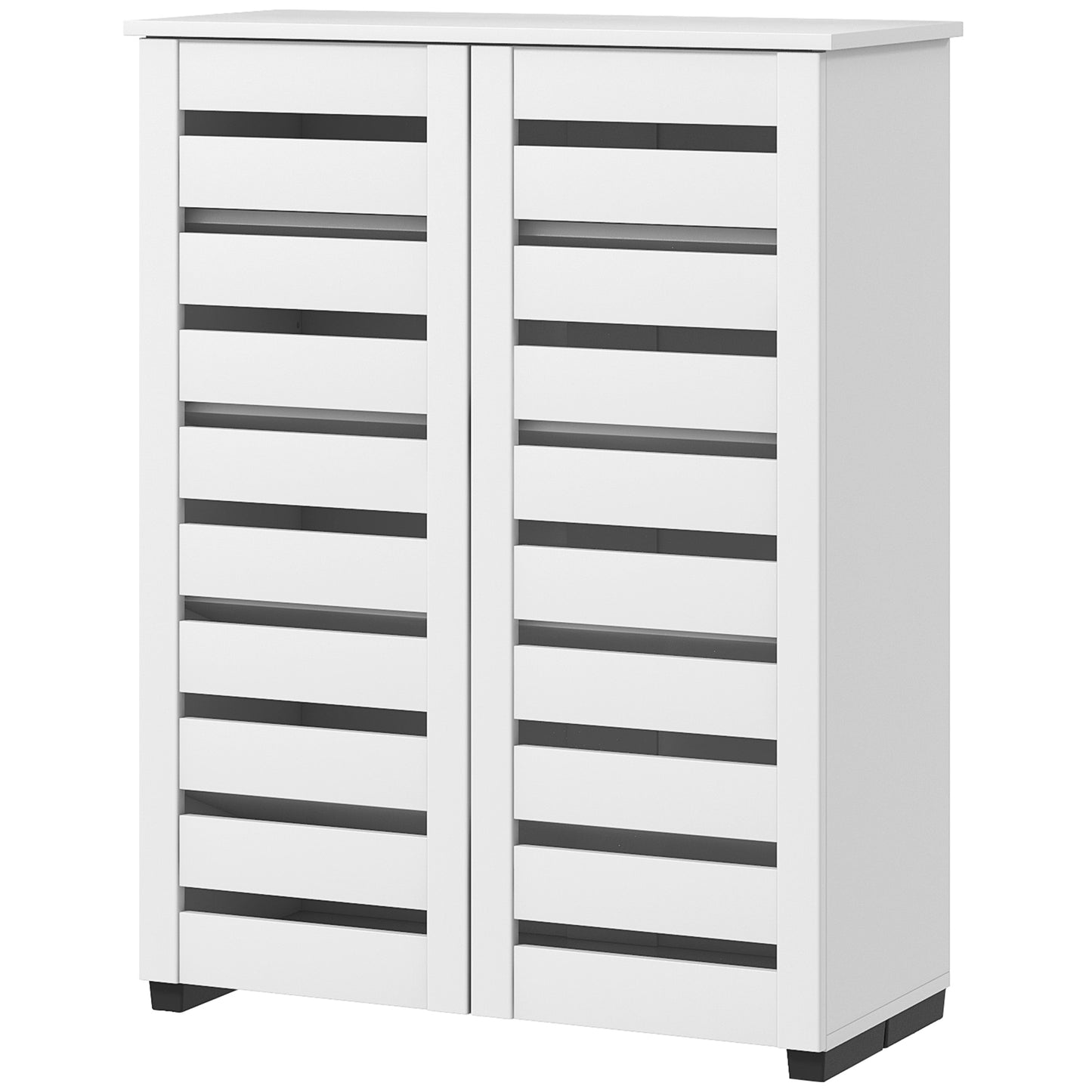 HOMCOM Shoe Storage Cabinet, Shoe Cabinet with 2 Slatted Doors for 15 Pairs of Shoes, Black