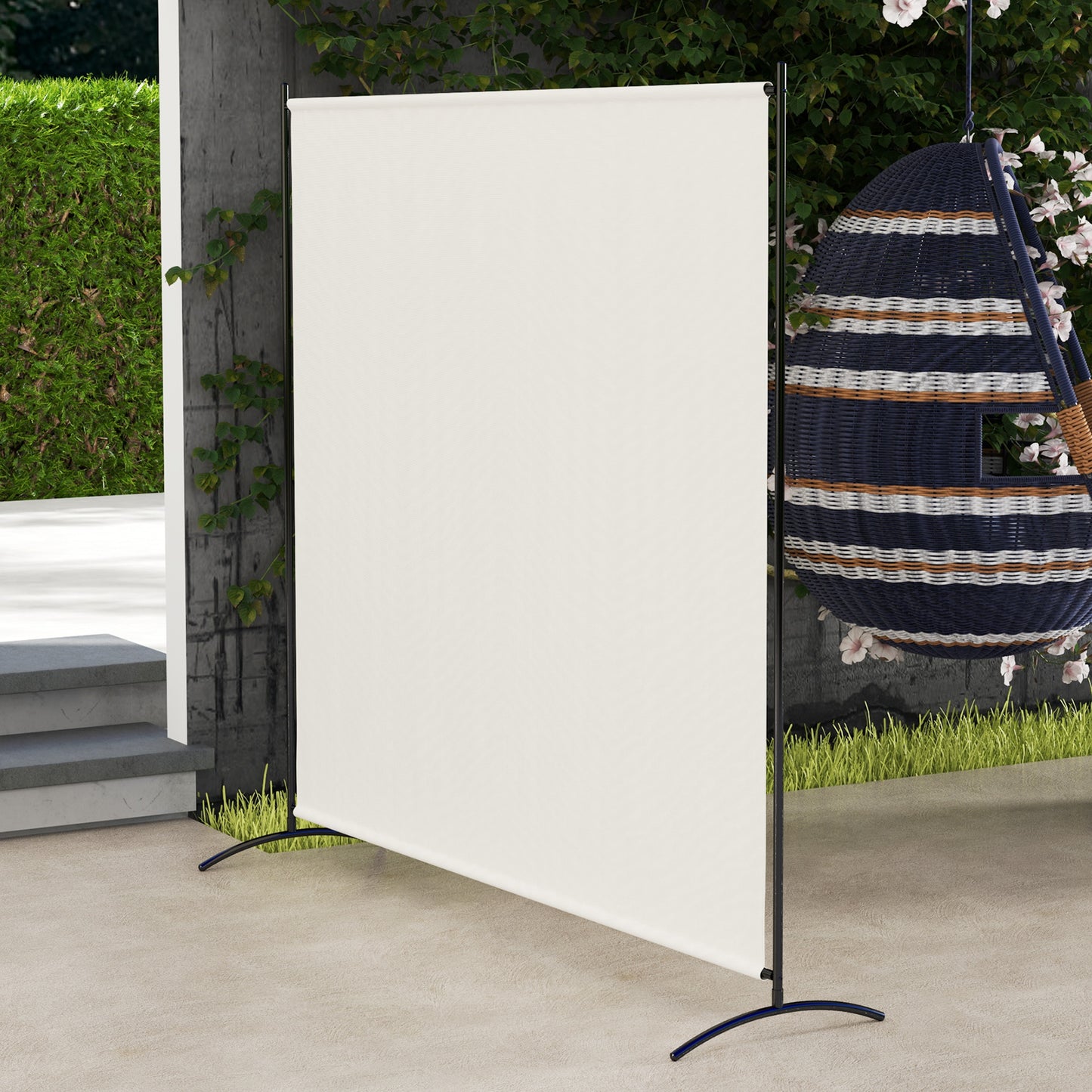 Outsunny Single Panel Room Divider, UV30+ Privacy Screen, Indoor Outdoor Privacy Panel with Stable Base, Black