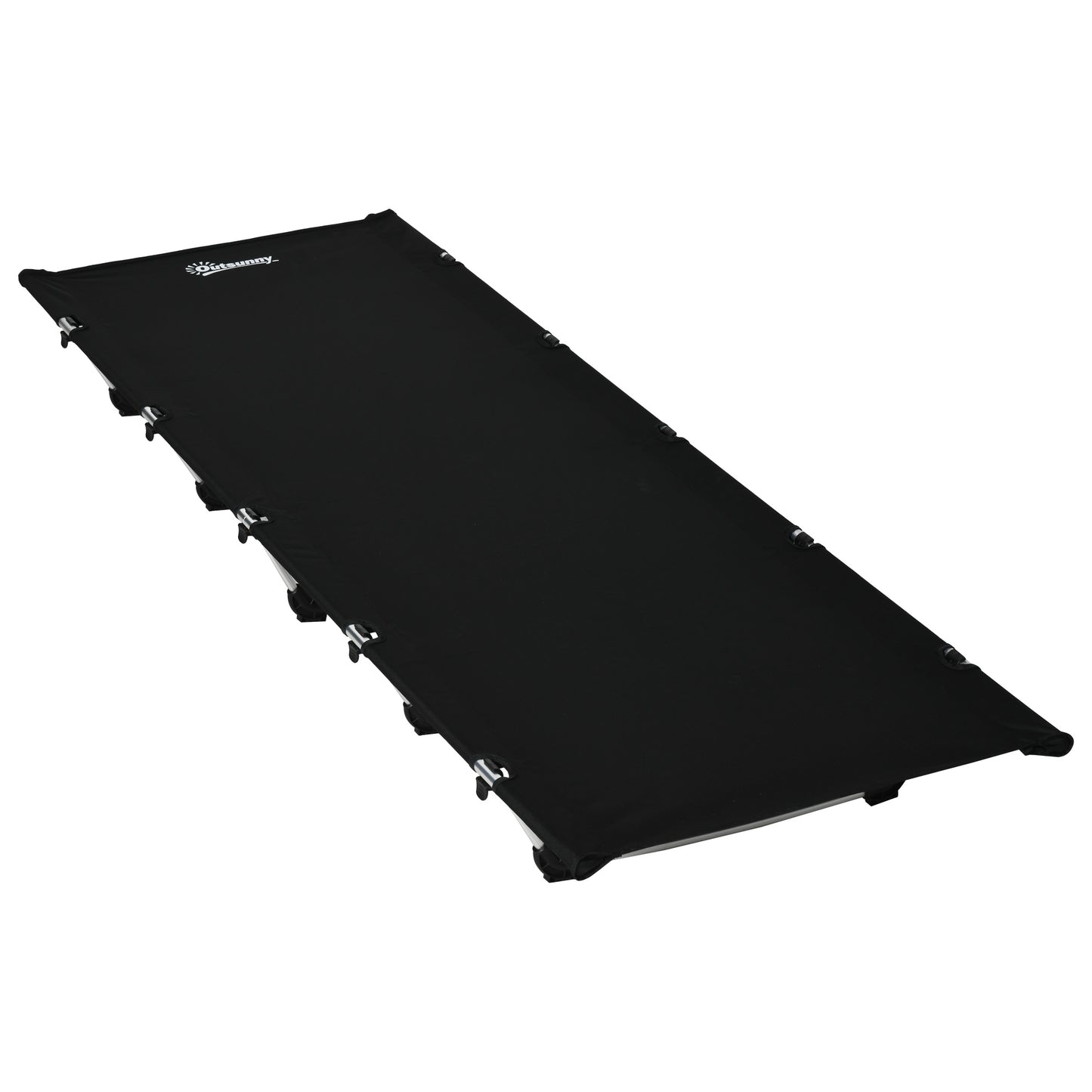 Outsunny Lightweight Camping Cot, Aluminium Portable Folding Bed w/ Strong Support 331 lbs and Carry Bag for Camping, Black