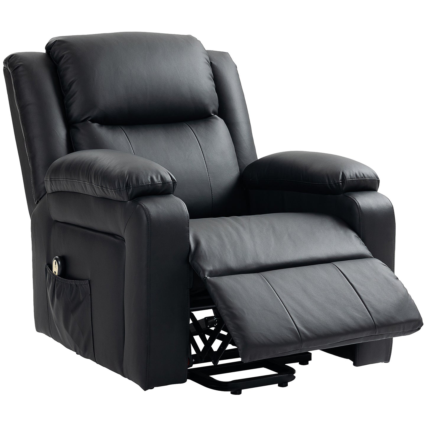 HOMCOM Lift Chair for Seniors, PU Leather Upholstered Electric Recliner Chair with Remote, Side Pockets, Quick Assembly, Grey