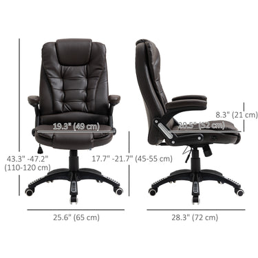 Vinsetto Executive Office Chair High Back PU Leather Computer Chair, with Swivel Wheels, Arm, Adjustable Height, Brown