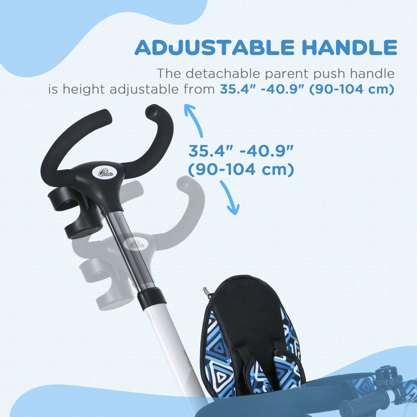 Qaba 6 in 1 Toddler Tricycle with Parent Push Handle, Canopy, Storage Baskets, Cupholder, Dark Blue