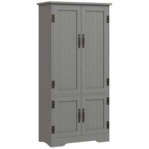 HOMCOM 48" 4-Door Storage Cabinet Multi-Storey Large Space Pantry with Adjustable Shelves Black