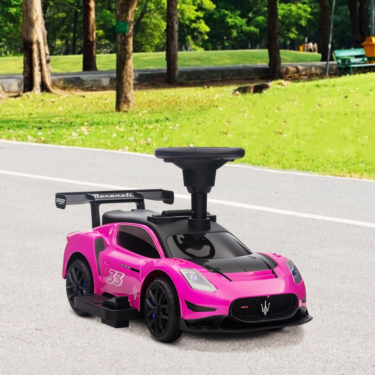 Qaba 6V Maserati GT2 Licensed Electric Car for Kids, Ride on Car with Under Seat Storage, LED Headlights Music, Pink