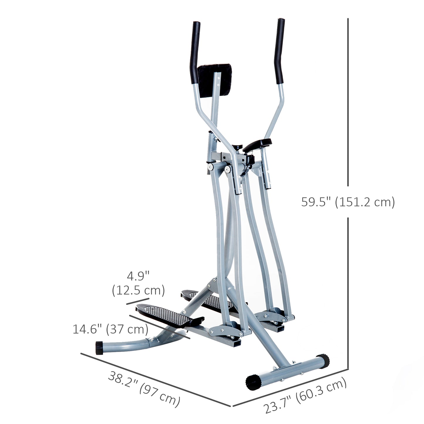 Soozier Upright Elliptical Trainer, Air Walker Exercise Machine with LCD Monitor for Aerobic Exercise, Gazelle Glider for Home, 242lbs Capacity, Grey