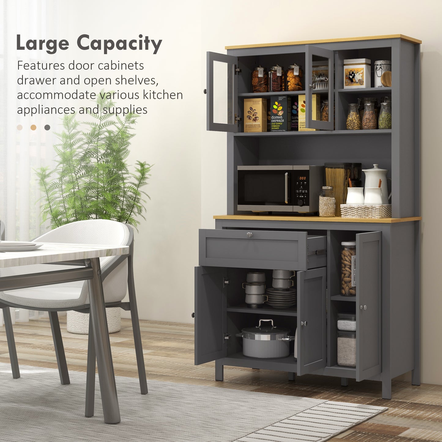 HOMCOM 5-Door Kitchen Pantry Cabinet, Freestanding Storage Cabinet Cupboard with Adjustable Shelves, 71"