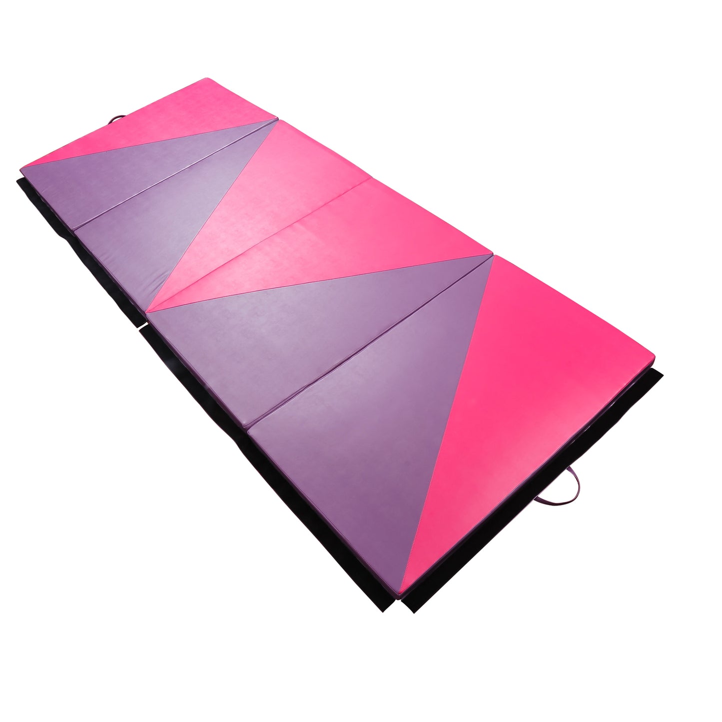 Soozier 4'x6'x2'' Folding Gymnastics Tumbling Mat, Exercise Mat with Carrying Handles for Yoga, MMA, Martial Arts, Stretching, Core Workouts, Pink and Purple