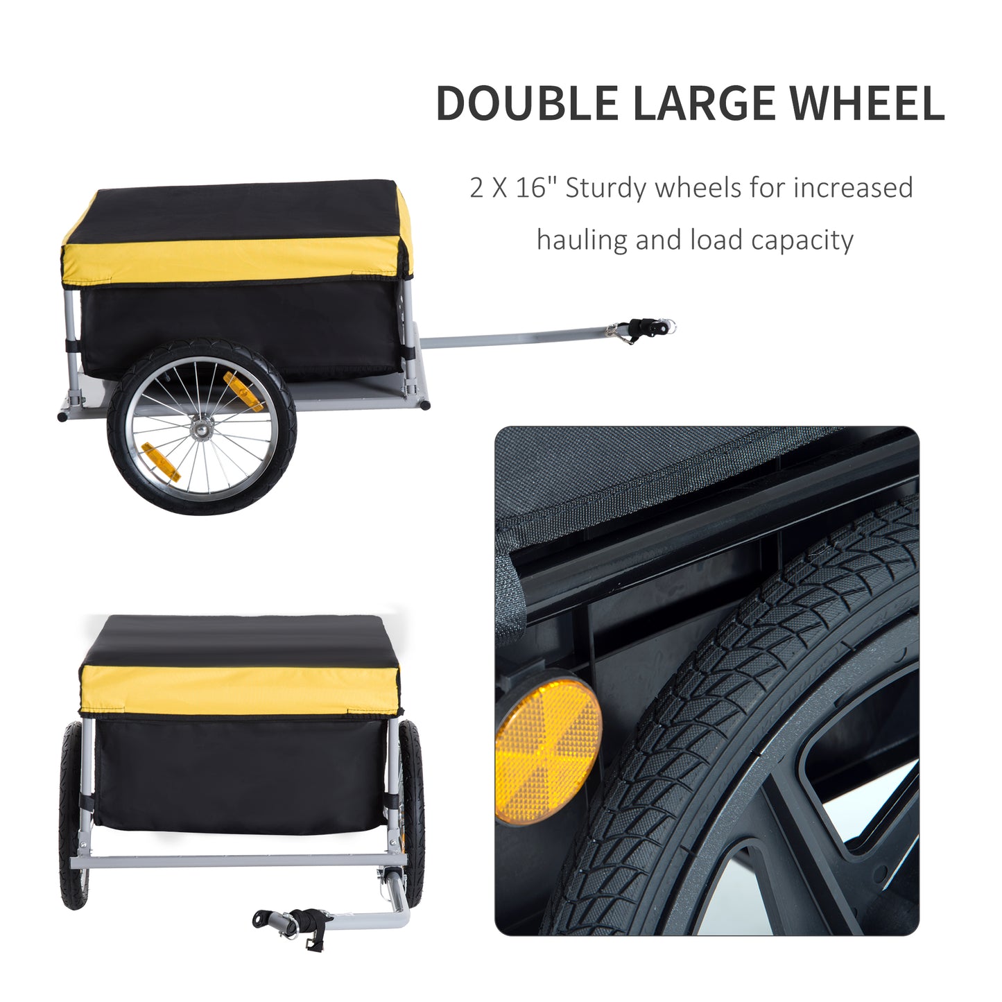 Aosom Bike Cargo Trailer Bicycle Luggage Carrier Cart with Cover Black Red