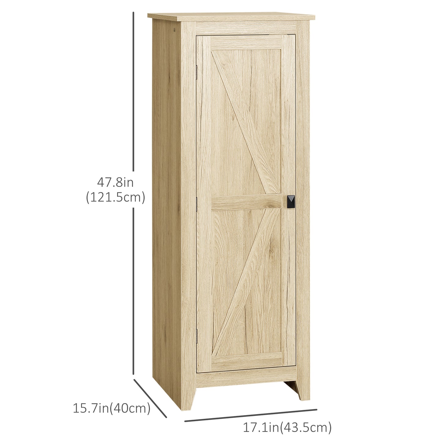 HOMCOM 48" Farmhouse Kitchen Pantry Storage Cabinet with Barn Door, Kitchen Pantry Cabinet with Adjustable Shelves, Natural