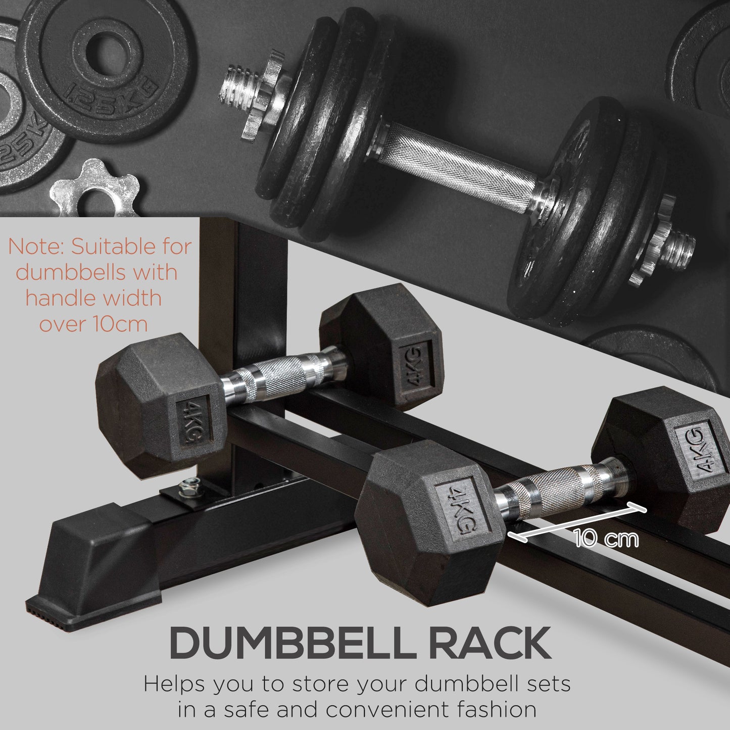 Soozier Flat Weight Bench with Dumbbell Rack, Padded Seat and Anti-slip Foot Pads for Home Gym Workout