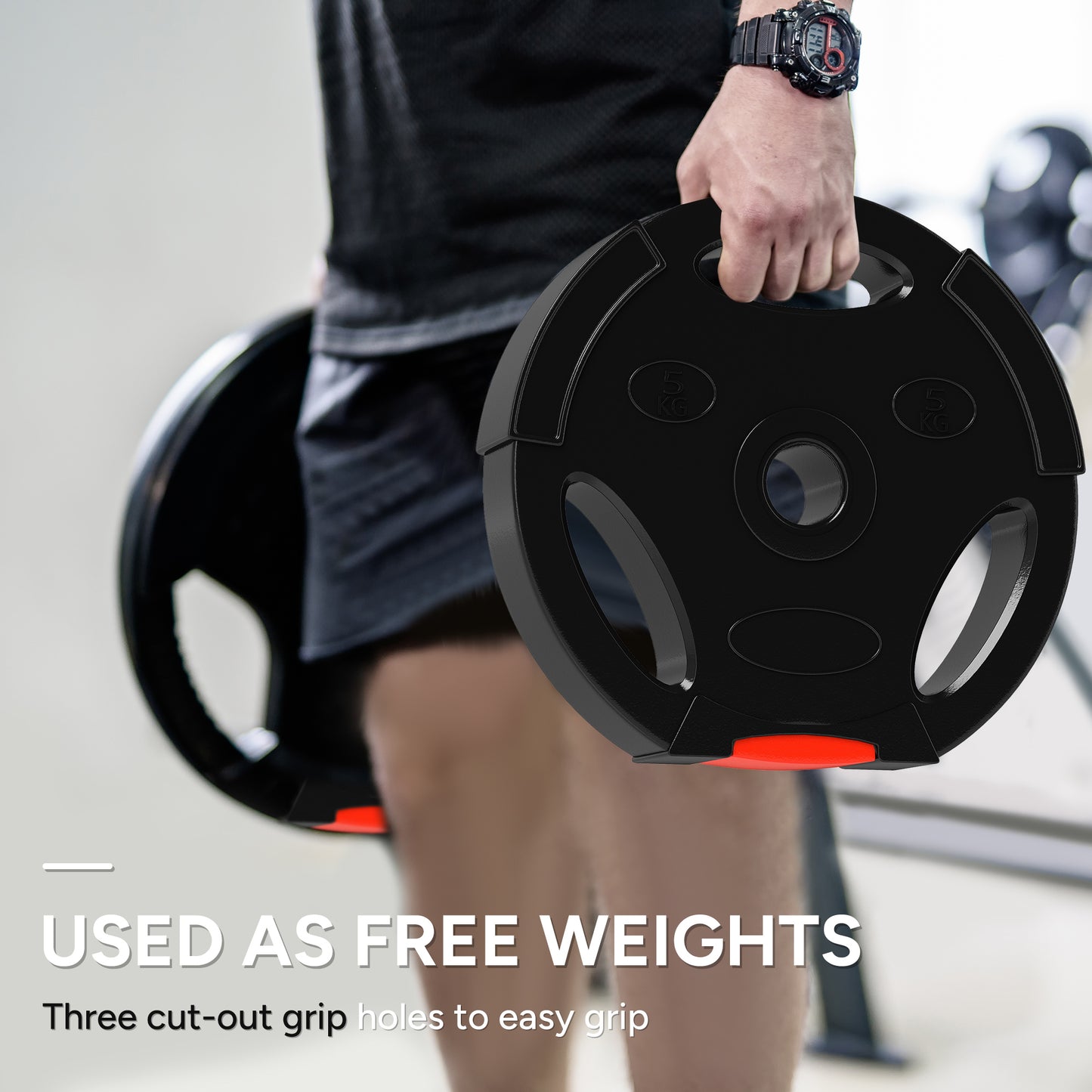 Soozier 1-Inch Weight Plates, Barbell Weights Set for Weightlifting and Strength Training, 2 x 22lbs + 2 x 11lbs