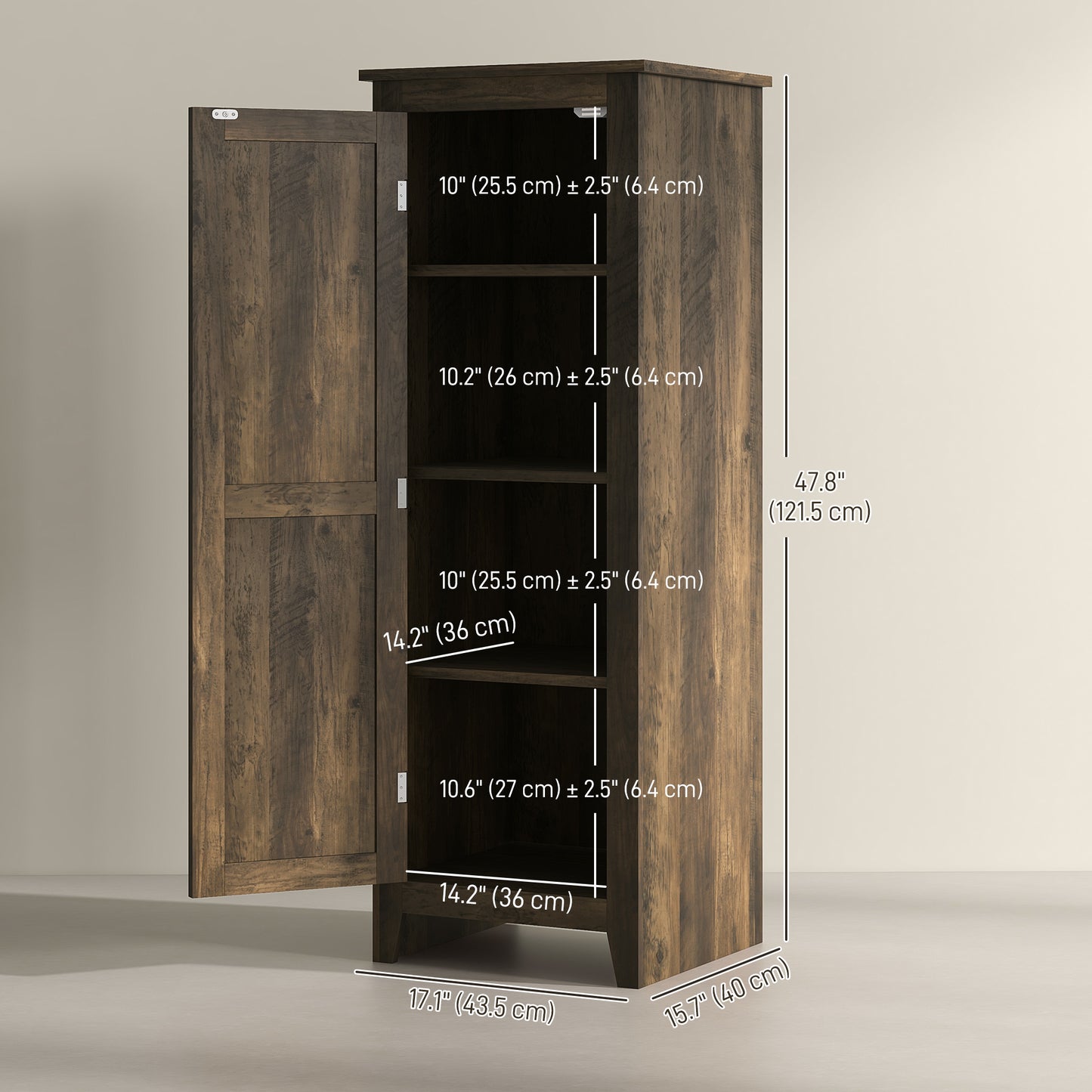 HOMCOM 48" Farmhouse Kitchen Pantry Storage Cabinet with Barn Door, Kitchen Pantry Cabinet with Adjustable Shelves, Natural