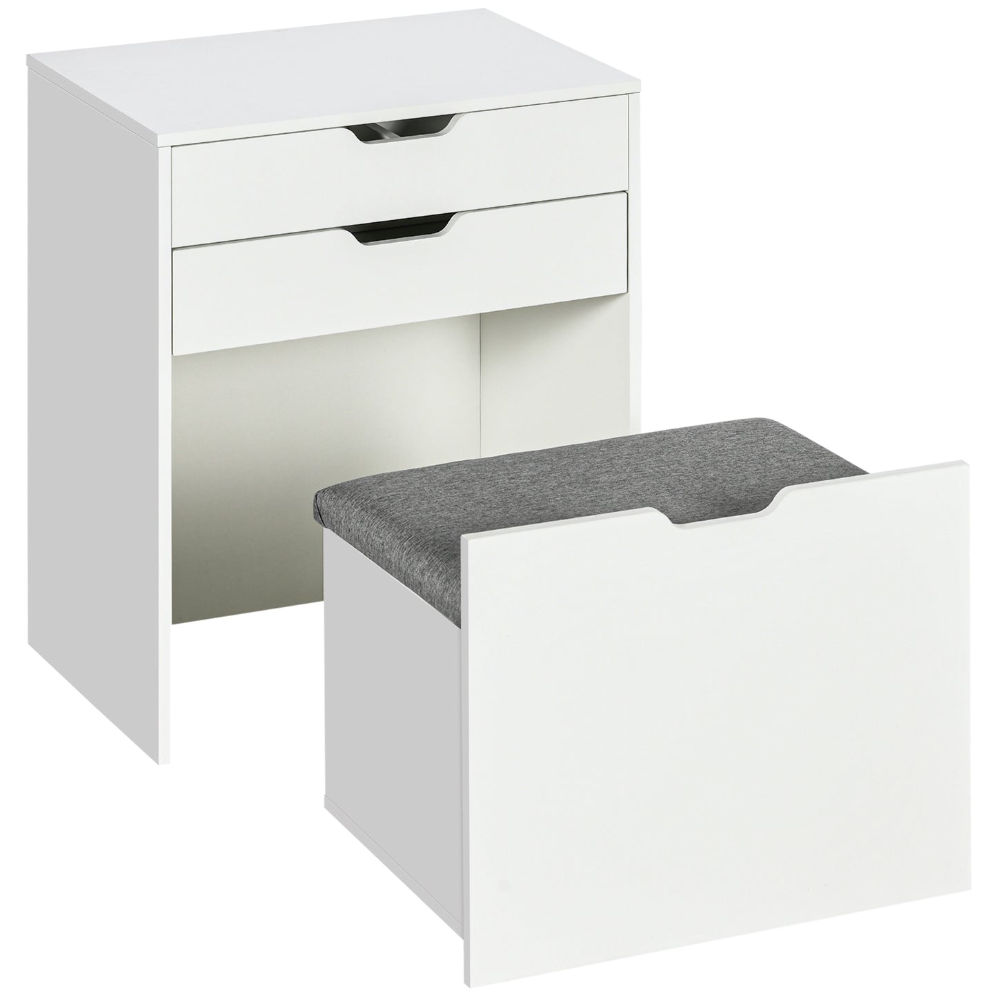 HOMCOM Vanity Set with Flip Top Mirror, Makeup Vanity Desk with Stool, Dressing Table with Drawer and 7 Compartments, White