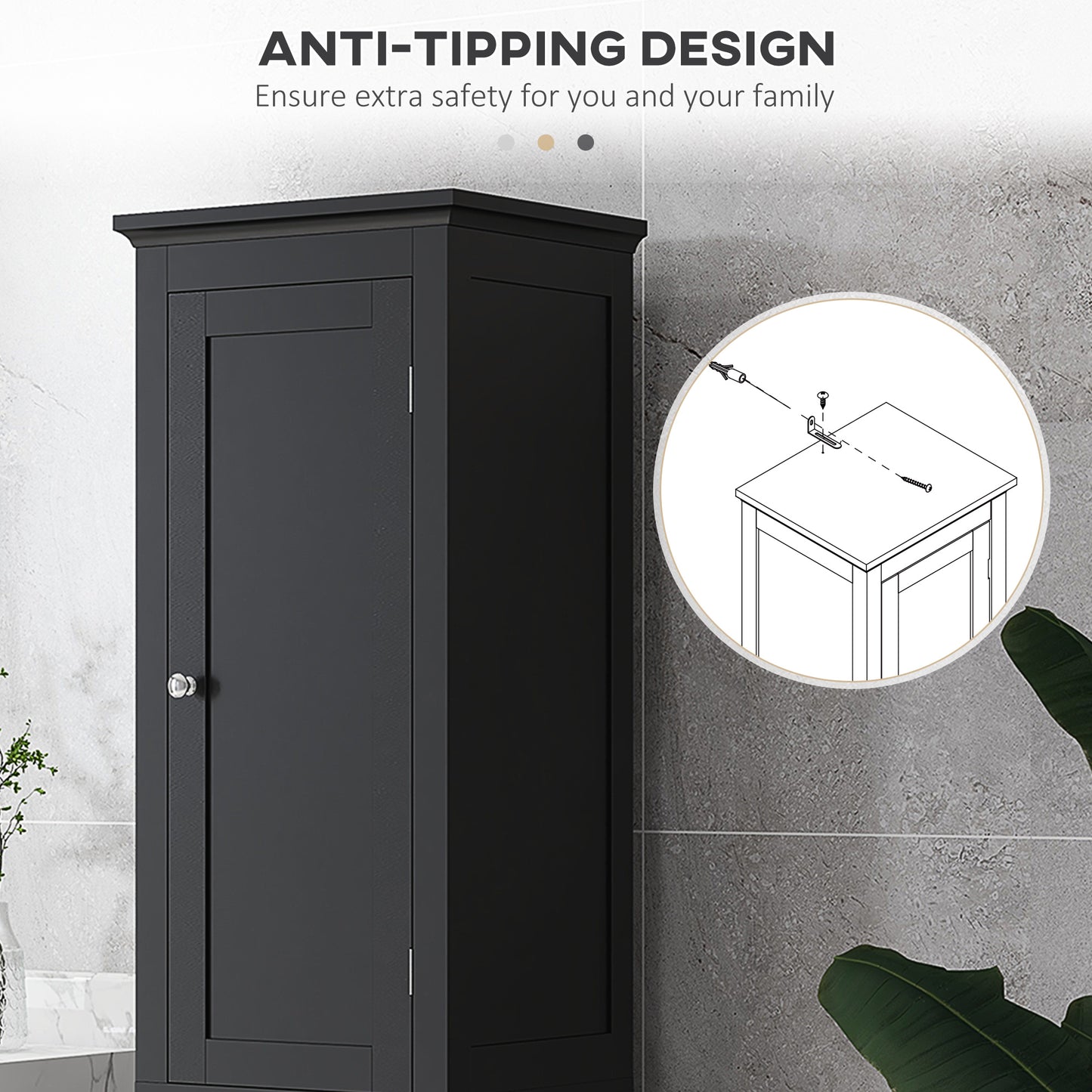 kleankin Tall Bathroom Cabinet, Freestanding Storage Organizer with Adjustable Shelves and Cupboards, 15" x 13" x 63", White