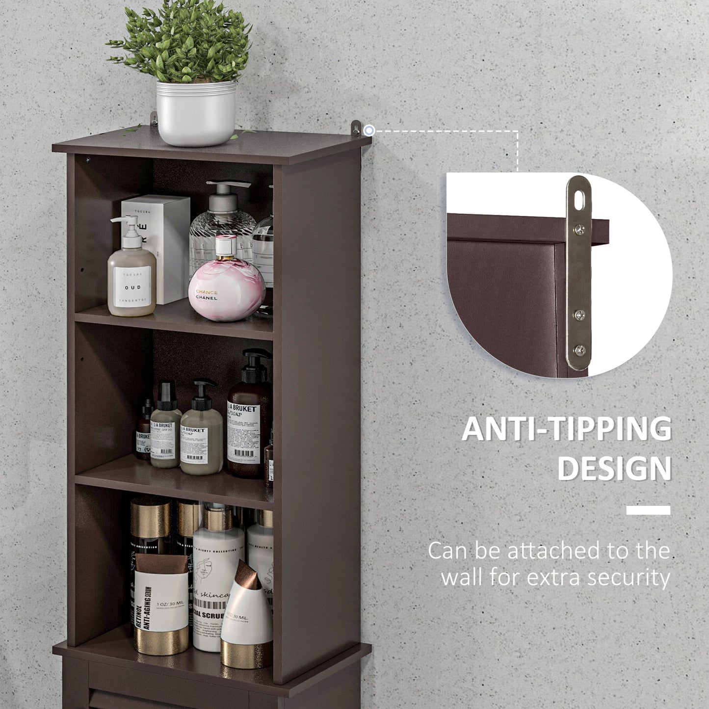 HOMCOM Tall Bathroom Storage Cabinet, Freestanding Linen Tower with 3-Tier Open Adjustable Shelf, White