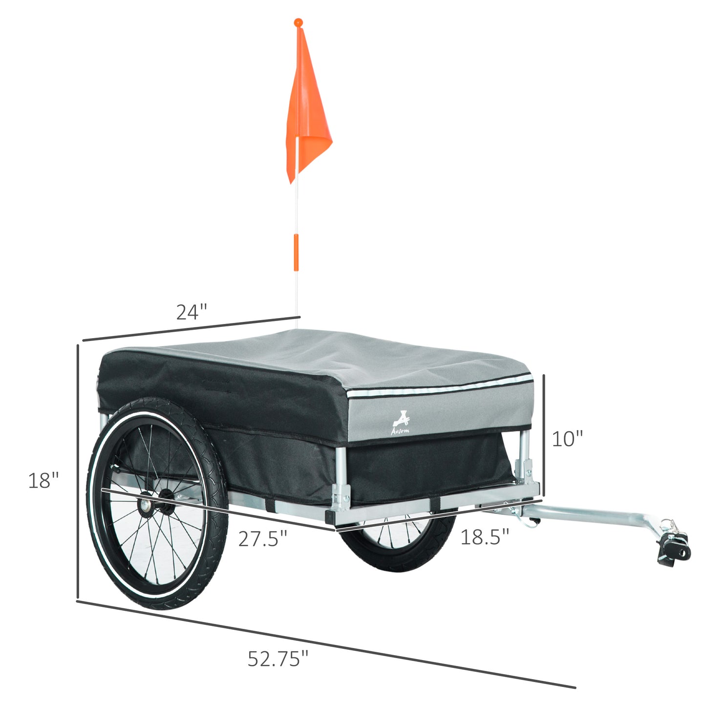 Aosom Bike Cargo Trailer Bicycle Luggage Carrier Cart with Cover Black Red