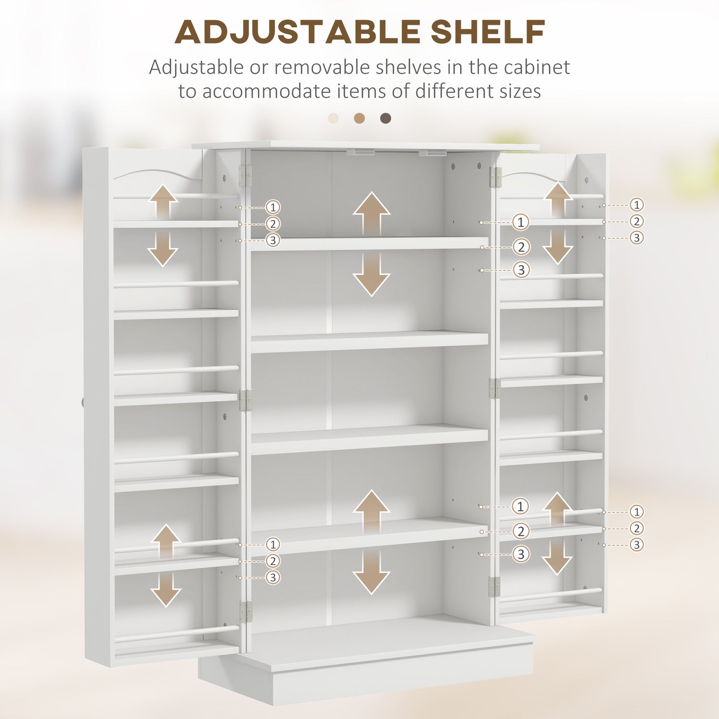 HOMCOM 41" Storage Cabinet, 2-Door Kitchen Pantry Cabinet with 5-tier Shelving, 12 Spice Racks and Adjustable Shelves, Grey