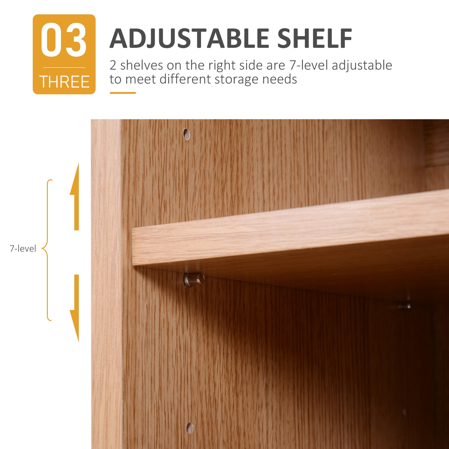 HOMCOM 35.5" Shoe Cabinet, 3-Tier Free Standing Shoe Storage Cabinet with Adjustable Shelves and 5 Open Cubes for Entryway, Hallway, Living Room, Natural