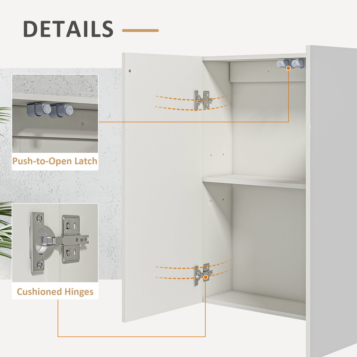 kleankin Wall Mounted Mirror Cabinet, Bathroom Medicine Cabinet with Mirror, 2 Doors, Adjustable Shelf and Soft Close Mechanism