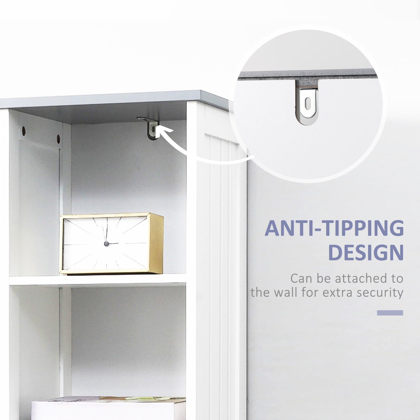 kleankin Tall Bathroom Storage Cabinet, Slim Bathroom Cabinet with 3 Tier Shelf, Drawer, Door, Freestanding Linen Tower, White