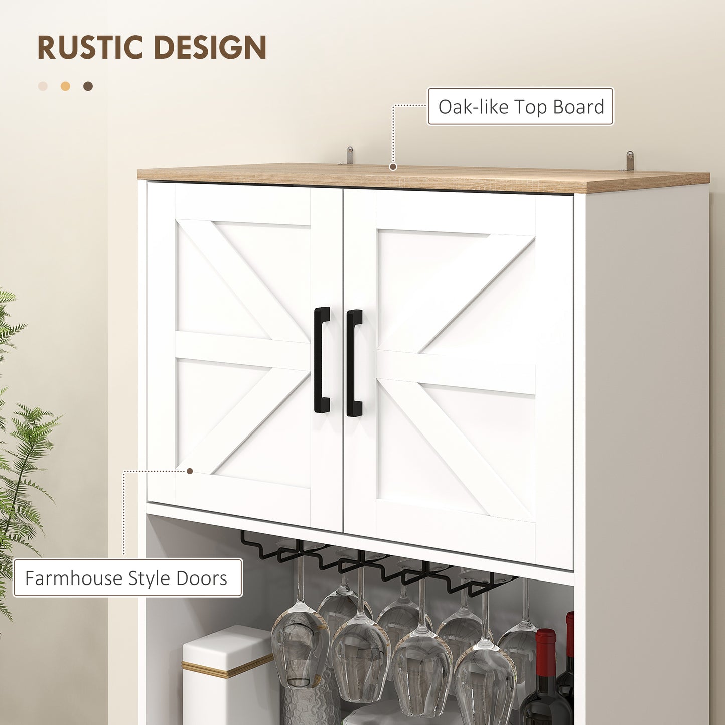 HOMCOM Farmhouse Kitchen Pantry, 68" Freestanding Hutch Storage Cabinet with Microwave Oven Countertop, White