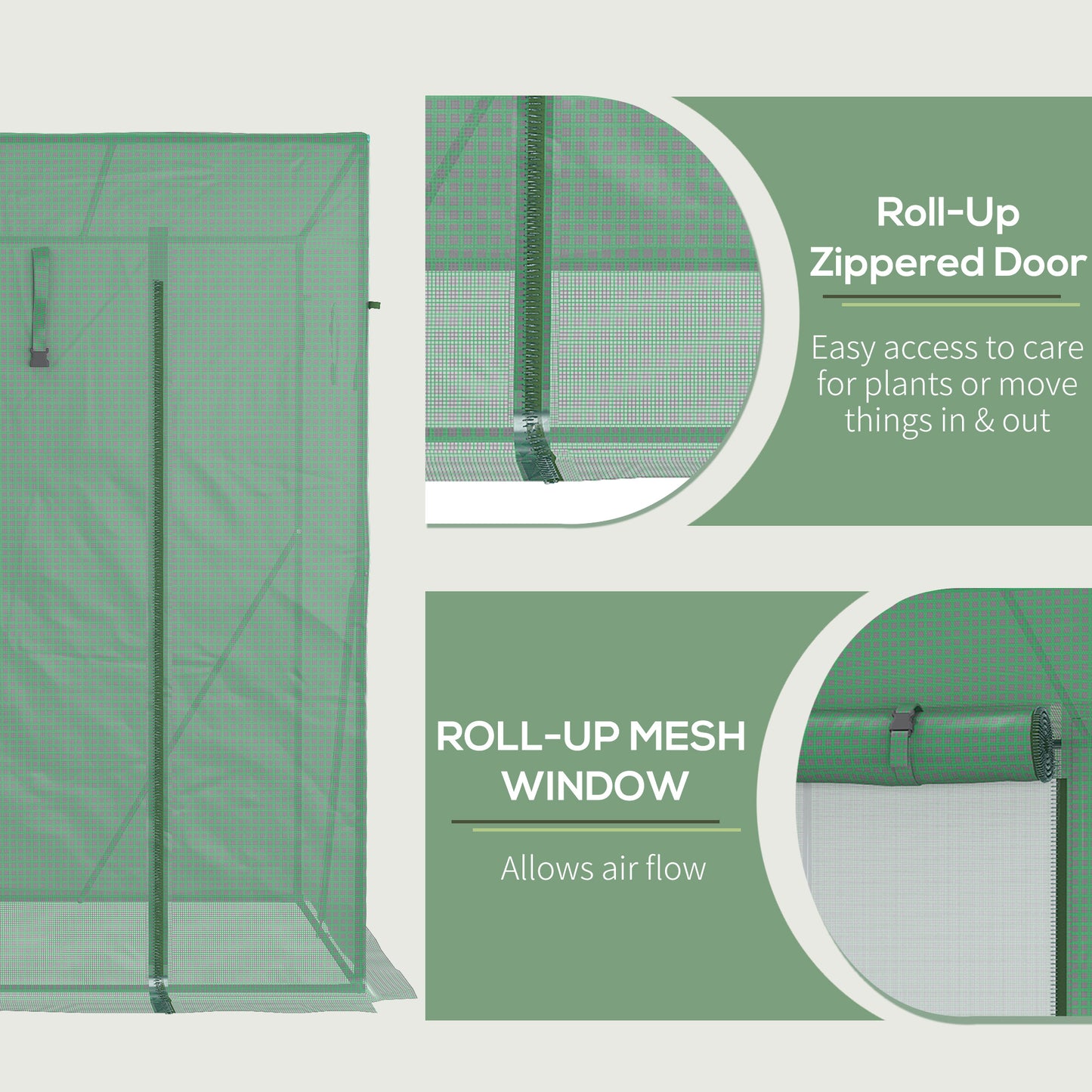 Outsunny 6.6' x 2.5' x 5.5' Patio Hot House, Walk-in Garden Greenhouse with Steel Frame, Door, Window for Balcony, Patio, Green