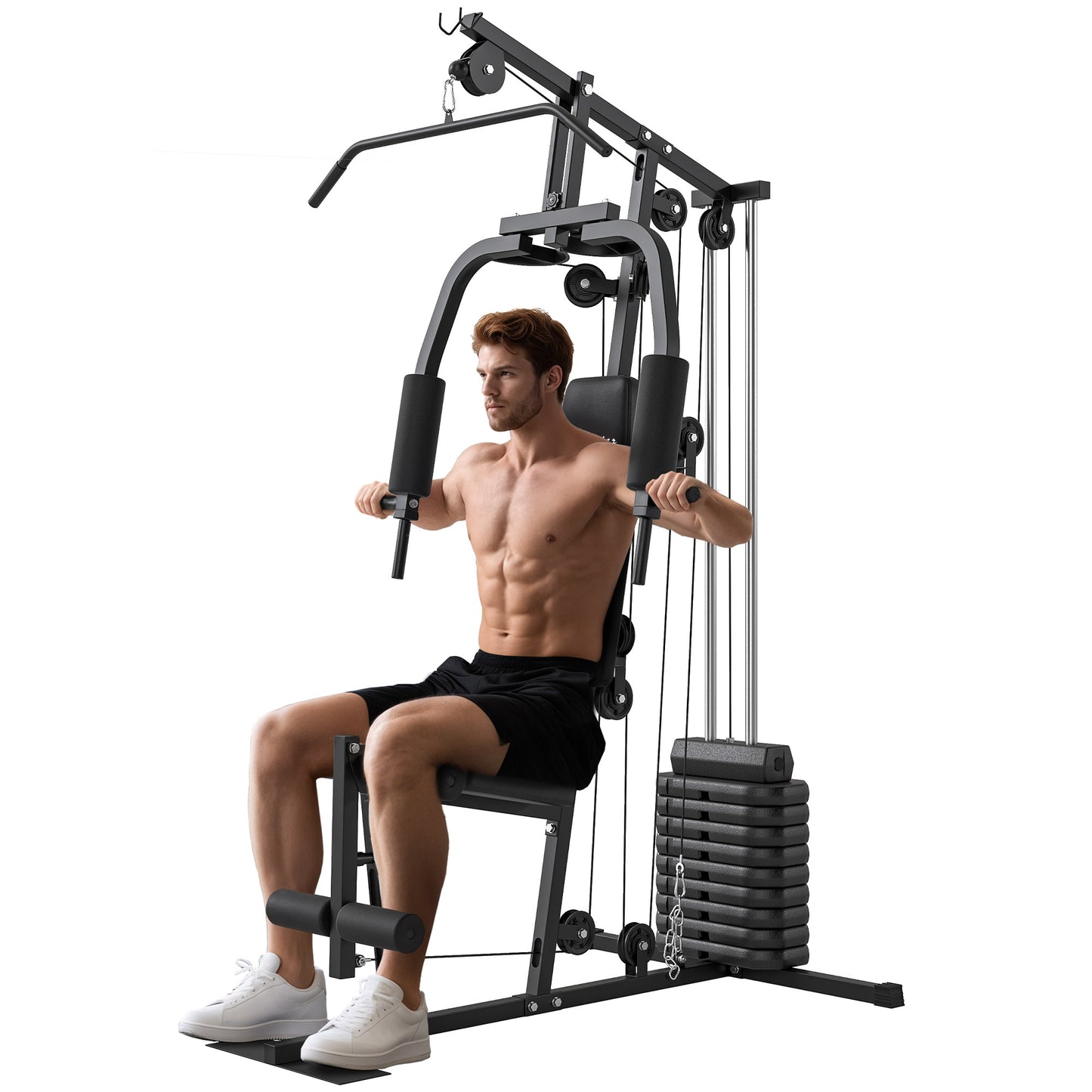 Soozier Multi-Exercise Home Gym Station with 99lbs Weight Stack, for Full Body Workout