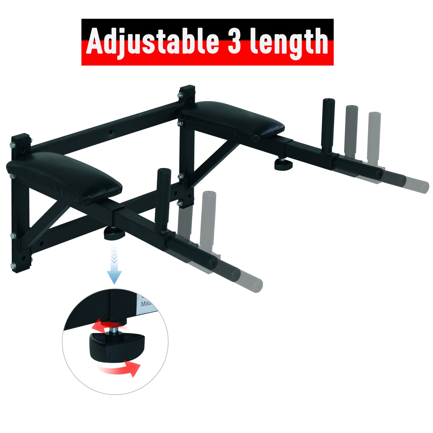 Soozier Wall Mounted Dip Station Multi-Function Power Tower Set Home Gym Pull Up Bar Chin Up Exercise Bar Knee Raise Triceps Leg Dipping Raise Rack Black