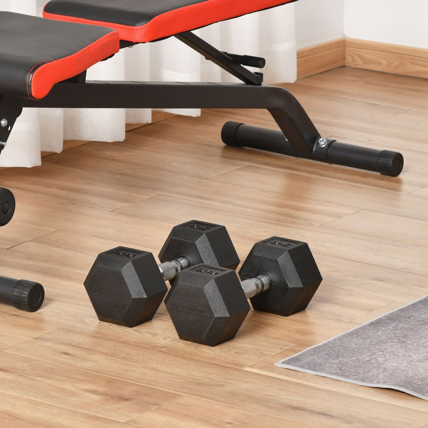 Soozier Rubber Dumbbells Weight Set, Total 30lbs(15lbs Each) Dumbbell Hand Weight for Body Fitness Training for Home Office Gym, Black