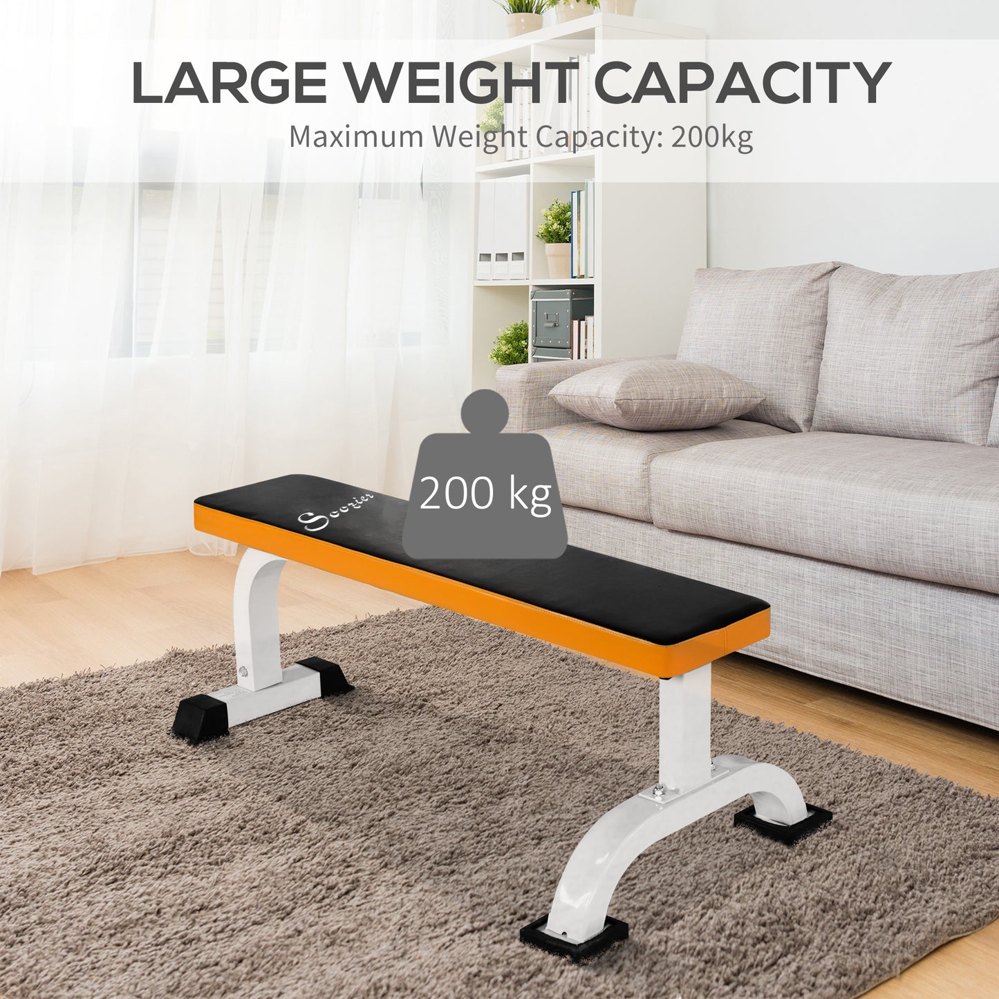Soozier Multipurpose Workout Bench Flat Barbell Bench Weight Lifting Equipment Home Gym Utility Board