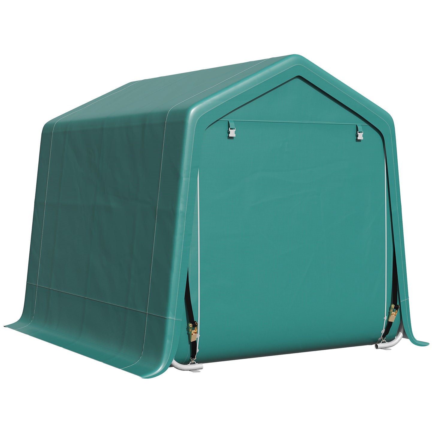 Outsunny 7.9' x 6.6' Garden Storage Tent, Patio Storage Shelter w/ Metal Frame and Double Zipper Doors, Dark Grey