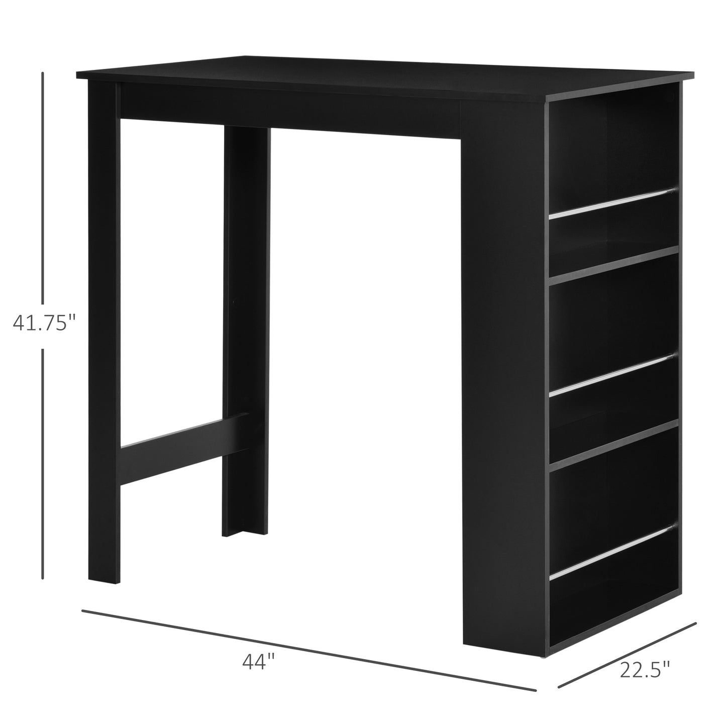 HOMCOM Modern Bar Table, Bar Height Dining Table with 3 Storage Shelves for Kitchen, Dining Room, Living Room, White