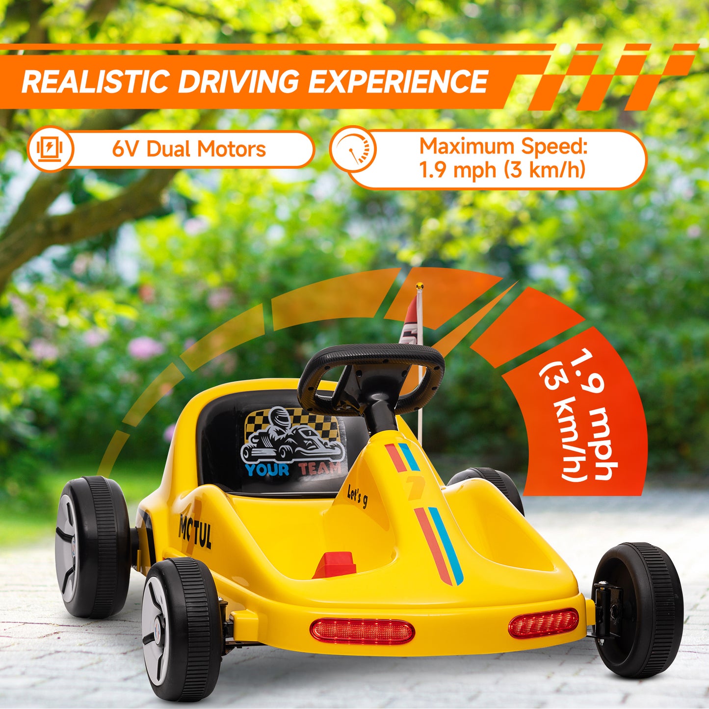 Qaba 6V Electric Go Kart for Aged 3-5 Kids with Music, Light, Horn, Blue