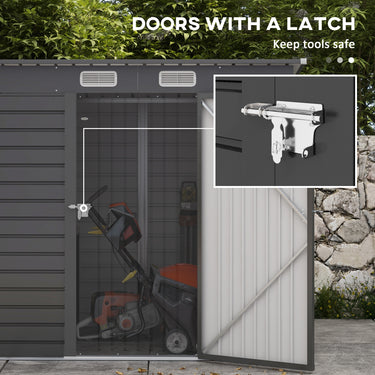 Outsunny 6 x 4FT Galvanized Garden Storage Shed, Metal Outdoor Shed with Double Doors and 2 Vents, Grey