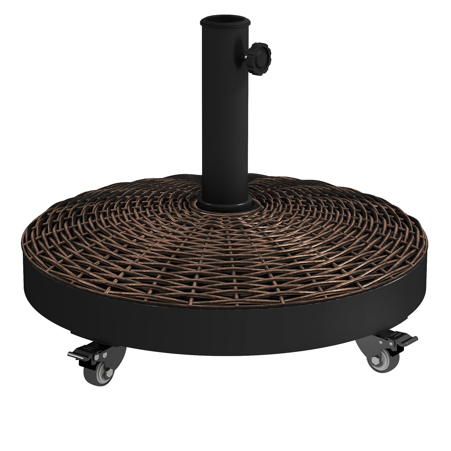 Outsunny 20.5" Round Parasol Base Resin Patio Umbrella Base Garden Parasol Holder Outdoor Offset Weight Stand with Wheels Black