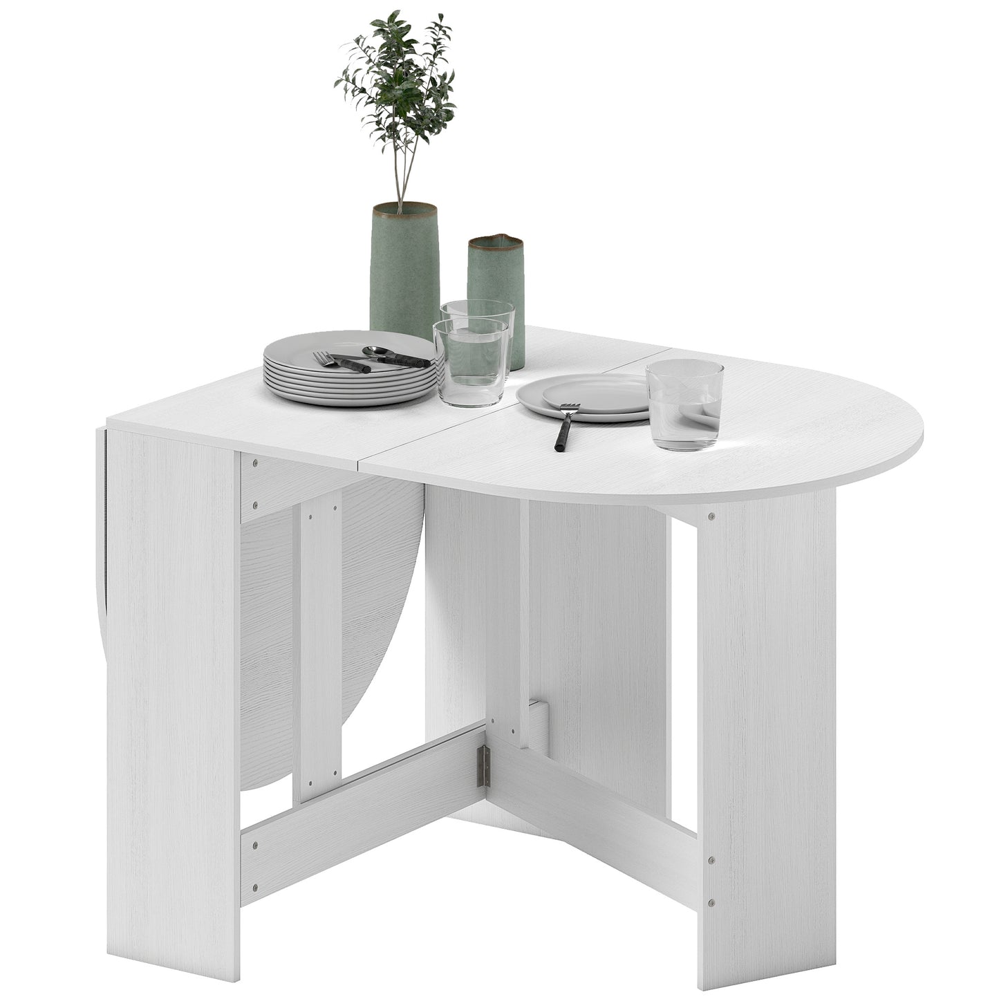 HOMCOM Oval Folding Dining Table, Space Saving Drop Leaf Kitchen Table for Dining Room, Living Room, Distressed Brown