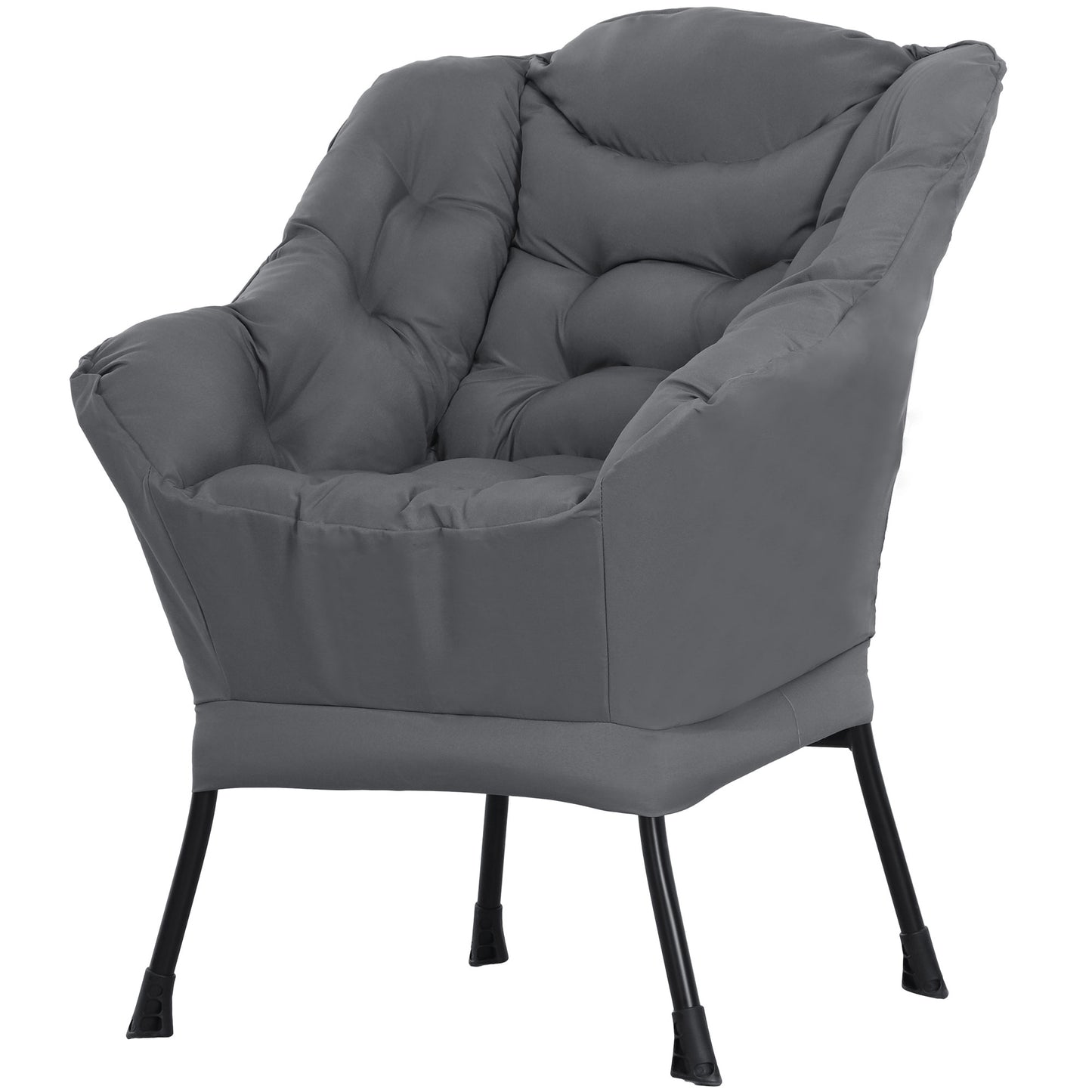 HOMCOM Modern Accent Chair, Armchair with Side Pockets and Solid Steel Legs, Comfy Reading Chair for Living Room, Cream White