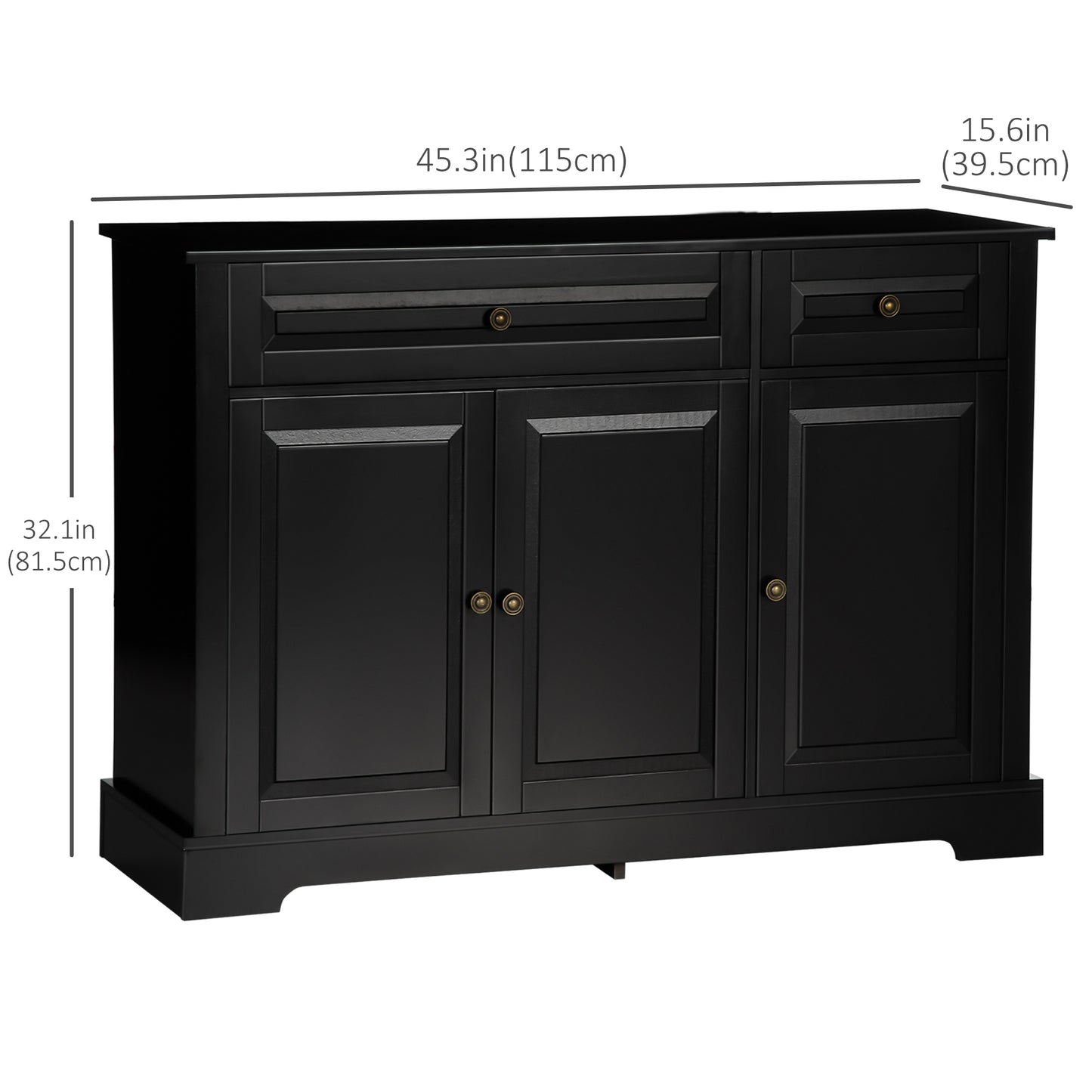 HOMCOM Modern Sideboard Cabinet, Buffet Cabinet with 2 Drawers and Adjustable Shelves, Buffets Tables for Dining Room, Black