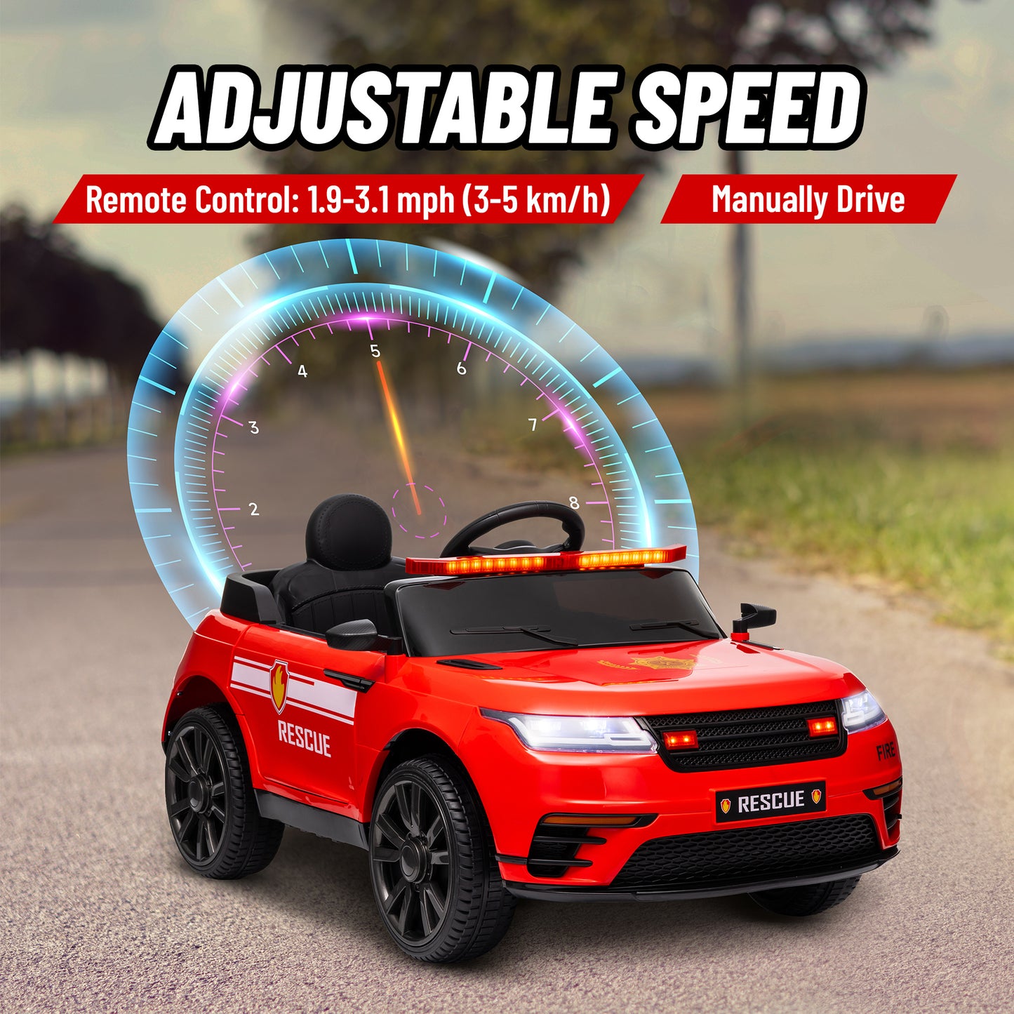 Qaba 12V Kids Electric Police Car w/ Remote Control, Spring Suspension, Transport Wheel, Siren, Music, Light, Horn, Black
