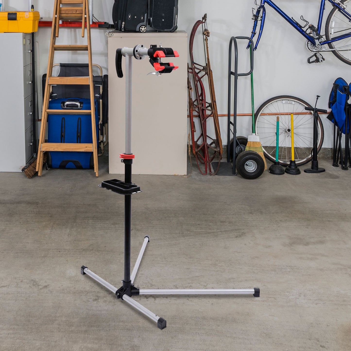 HOMCOM 47" To 75" Adjustable Bike Repair Stand Tool Tray Bicycle Cycle Rack Work