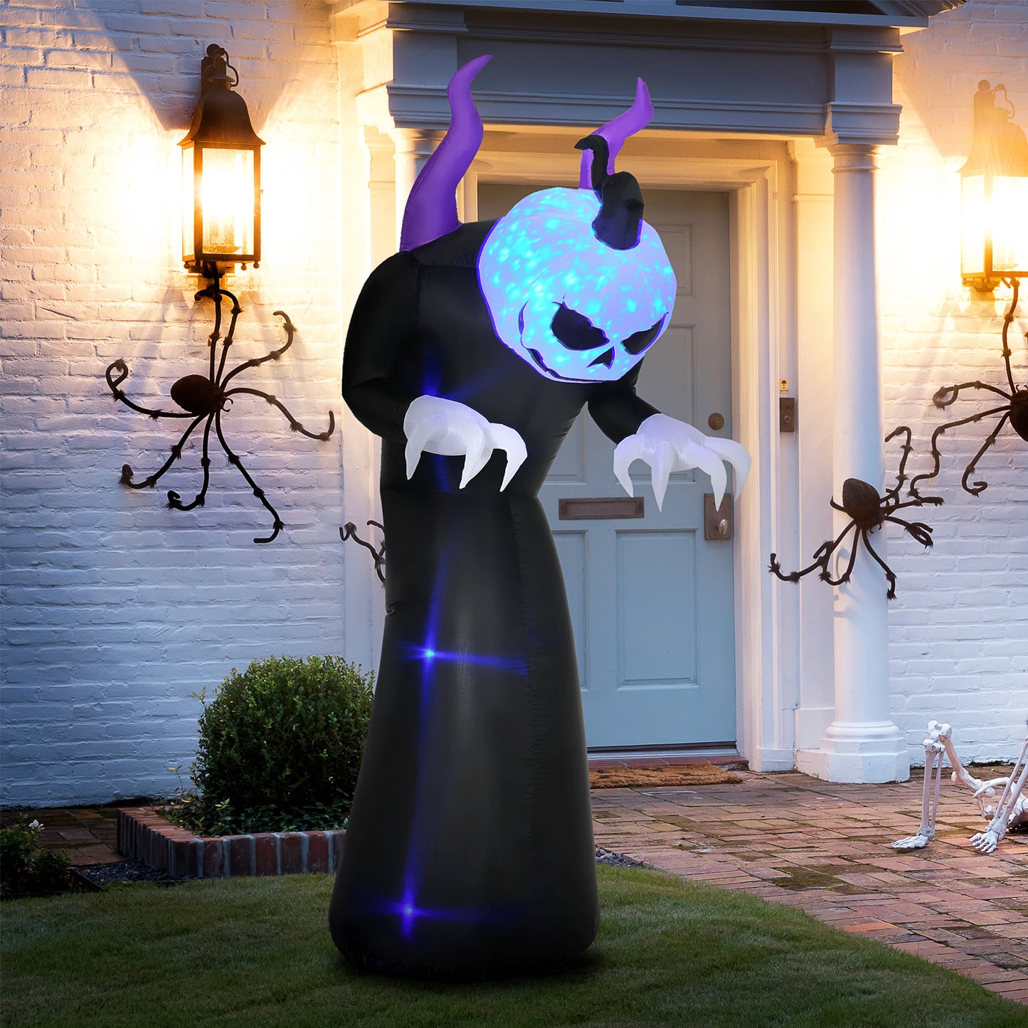 HOMCOM 6FT Tall Halloween Inflatable White Ghost, Outdoor Blow Up Yard Decoration with LED Lights for Garden, Lawn, Party, Holiday
