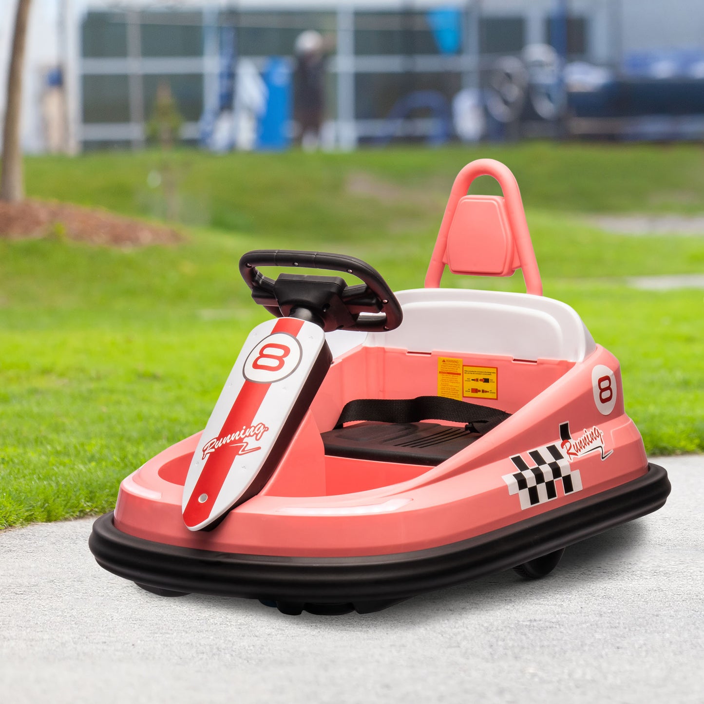 Aosom Kids Bumper Car, 6V 360° Rotation Electric Ride on Car, Twin Motors Battery Powered Toy with Music, Horn and Lights, Safety Belt, for Boys and Girls Aged 18-48 Months - Red